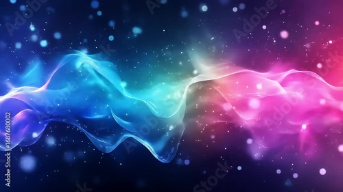 Vibrant Abstract Cosmic Energy Flowing Light Particles Background.