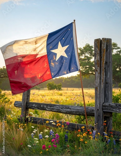 Texas flag in a meadow