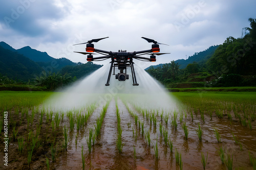 Smart Drone Spraying Rice Fields