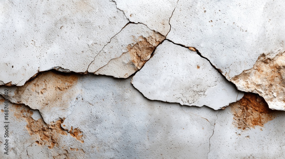 Fototapeta premium Cracked wall texture damaged concrete surface construction problem background