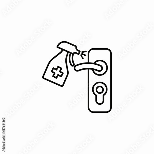 disinfecting door handle icon sign vector