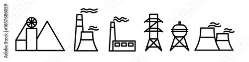 Industrial Factory Outline Icon Pack