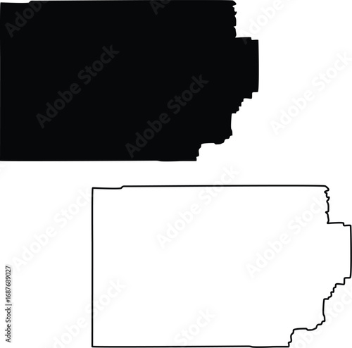 Map of Millard County Utah USA Silhouette Flat and Outline Design