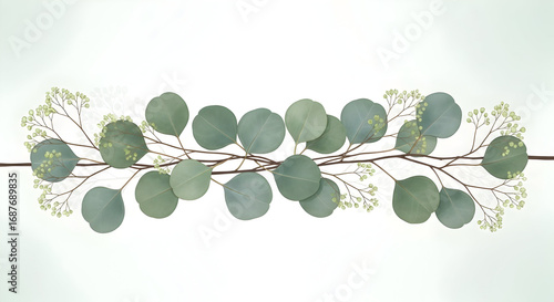 Elegant eucalyptus branch with round leaves and delicate sprigs for nature decor floral arrangement or botanical design in a minimal style