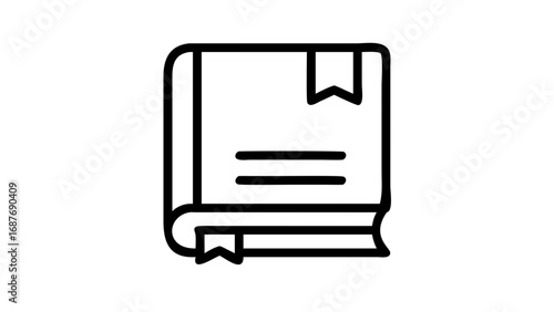 Simple black and white illustration of a closed book with two bookmarks, perfect for educational purposes.
