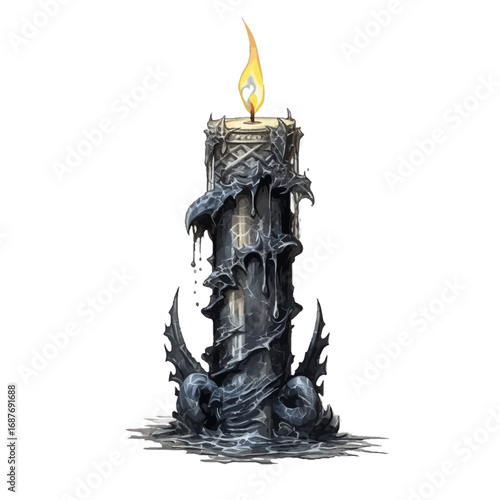 burning candle in a candlestick