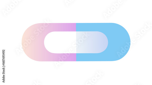 Gradient rounded rectangle with a white center on a white background, split with pink and blue hues