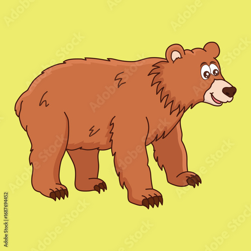 Cartoon Bear Vector - Cute Bear Clip Art - Woodland Animal Illustration - Nursery flashcard - Kids wild animal
