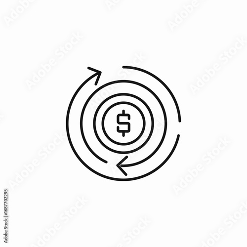 recurring money flow icon sign vector