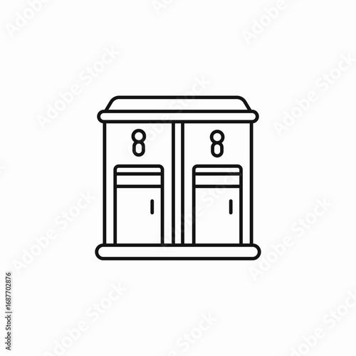 two garage doors icon sign vector