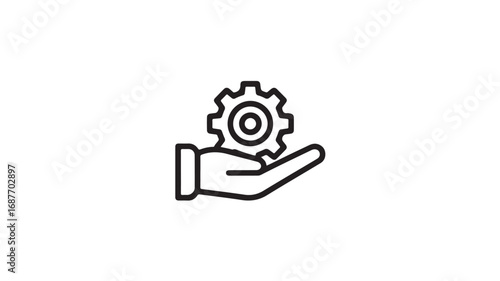 Hand Holding Gear Icon Support, Service, and Settings Symbol