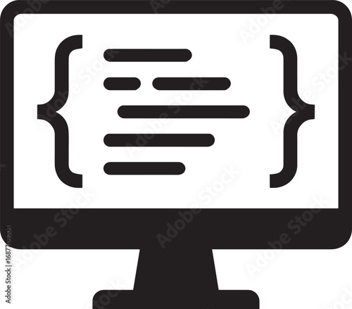 Computer Screen with Code Brackets Icon minimalist illustration