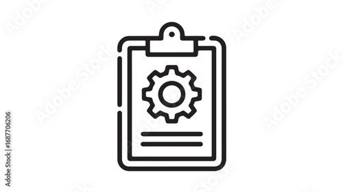 Icon of a clipboard with a gear representing settings or configuration