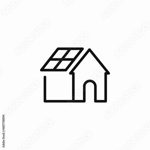 solar panel house icon sign vector