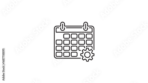 Simple calendar icon with gear symbol representing scheduling and planning