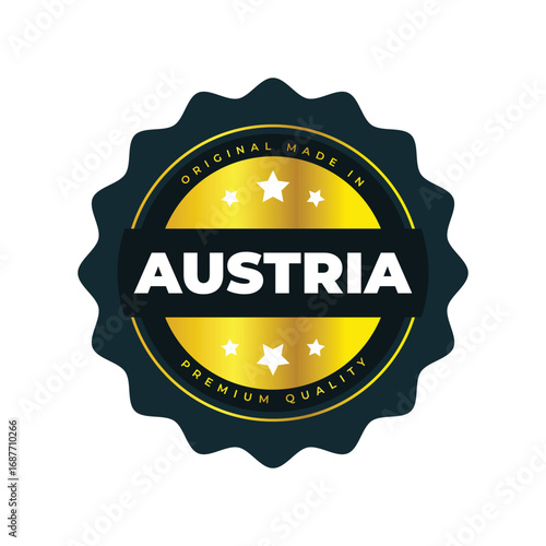 Austrian Premium Quality Badge  Gold Label. Vector Graphic