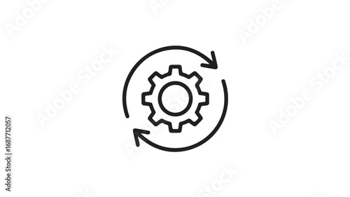 Circular arrows and gear icon representing continuous process workflow or update