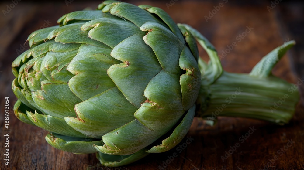 Fototapeta premium Fresh green artichoke closeup