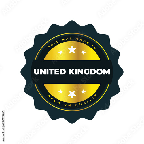 United Kingdom Badge  Premium Quality Gold Label Design