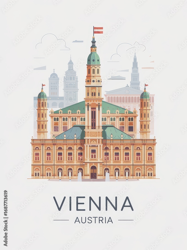 Fototapeta premium Vintage Travel Poster of Vienna Austria