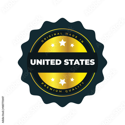United States Premium Quality Badge  Gold Label Design