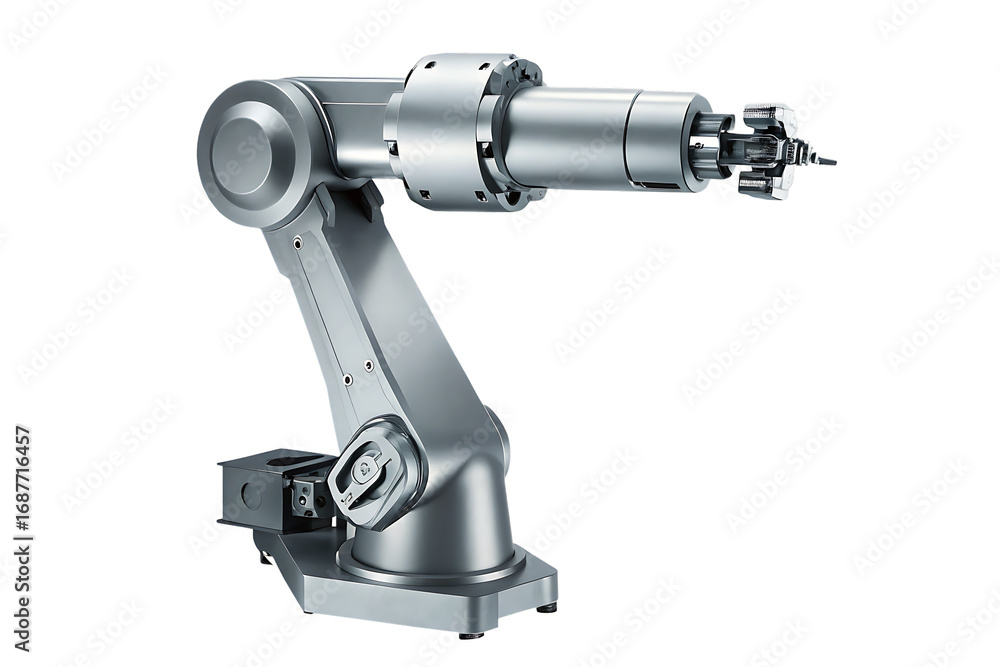 metallic robotic arm 3d rendering isolated on white background, png, ai generated. metallic robotic arm 3d rendering isolated on white background, png, ai generated.