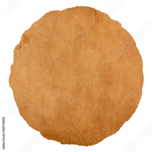 photo of old blank brown grunge paper round banner	