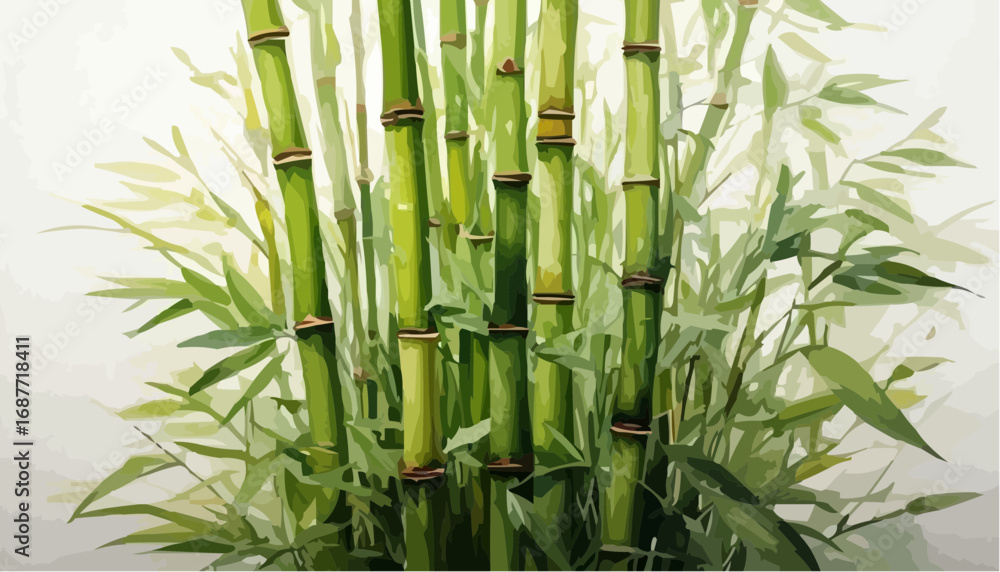 Obraz premium Bamboo stalks vector illustration, minimal clean flat design, white transparent background vector