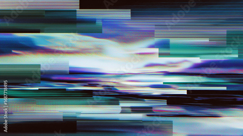 Fototapeta Naklejka Na Ścianę i Meble -  フューチャリスティックなグリッチ、サイバーパンクの背景