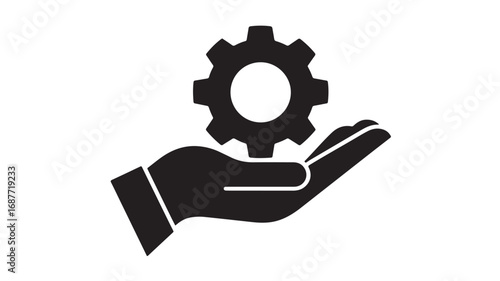 Hand Holding Gear Icon Support, Service, and Maintenance