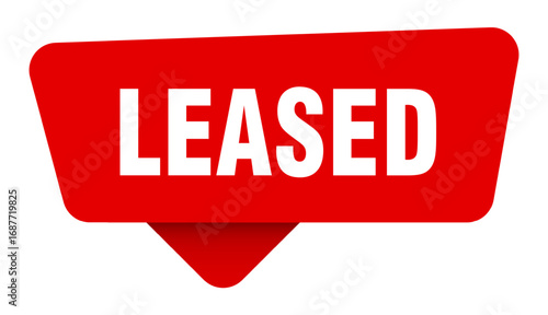 leased red sticker isolated on transpatent background. leased sign