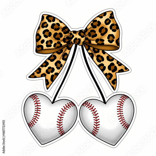 Heart Baseball Cherries Coquette Bow