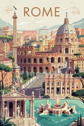 Vintage Travel Poster of Rome Italy 
