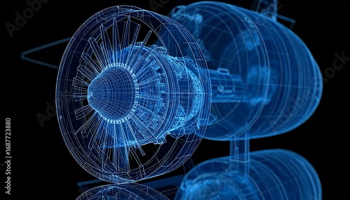 Jet engine wireframe