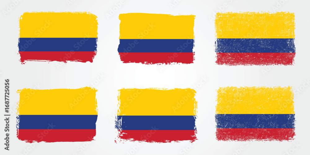 Obraz premium Grunge brush variations of the Colombia tricolor flag