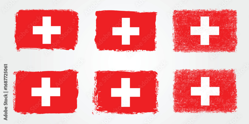 Fototapeta premium Grunge brush variations of the switzerland flag
