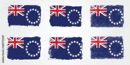 Grunge brush variations of the Cook Islands national flag