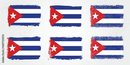Grunge brush variations of the cuba flag