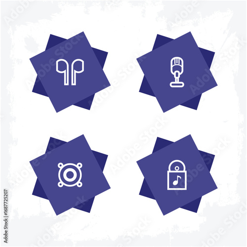 Music Icon Set Vector – Instruments, Notes, Sound, and Audio Symbols Collection