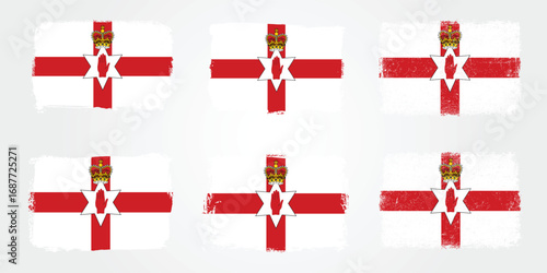 Grunge brush variations of the Northern Ireland Ulster Banner