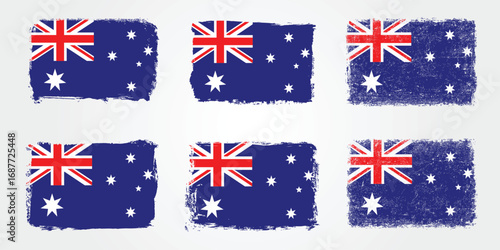 Grunge brush variations of the Australia blue ensign flag
