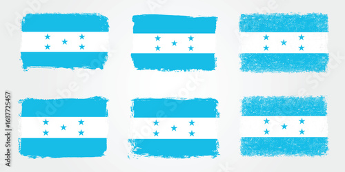 Grunge brush variations of the Honduras five-star flag