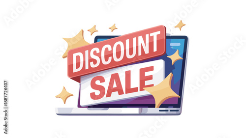 Discount sale promotion on laptop.