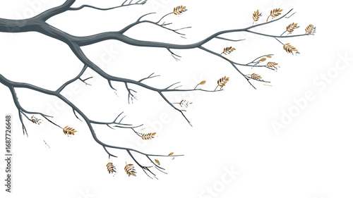 A lone tree branch gracefully sways in the wind.