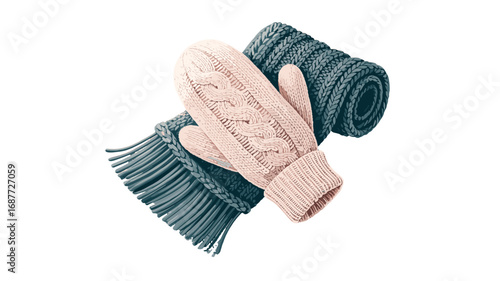 Cozy winter accessories: scarf and mittens.