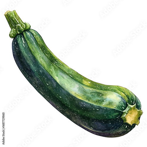 Zucchini, watercolor clipart vector, isolated on a white background.