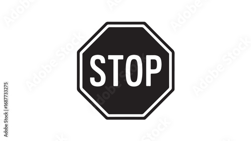 Octagonal Stop Sign with White lettering on black background