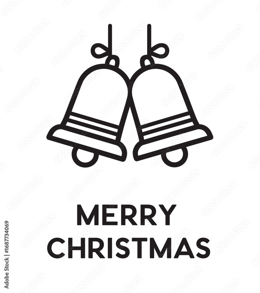 Fototapeta premium Merry Christmas bells line icon