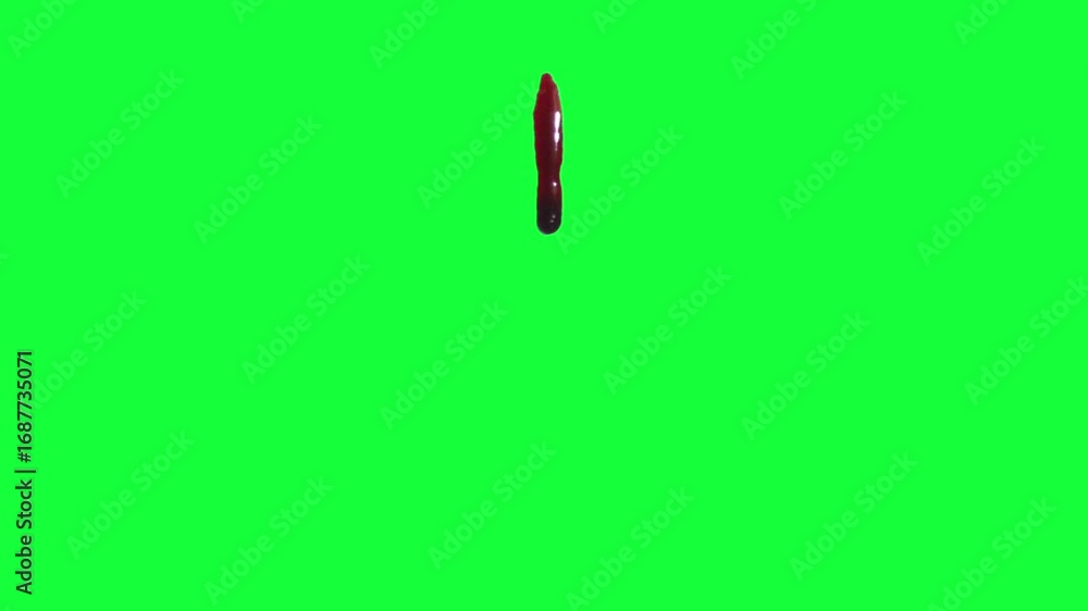 Blood Drips Green Screen 02 / stage blood slowly drips and runs downward in this live action 1080p Chromakey effect