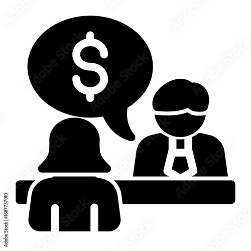 Employment Compensation Discussion icon from the Hiring icon collection (Glyph Style)